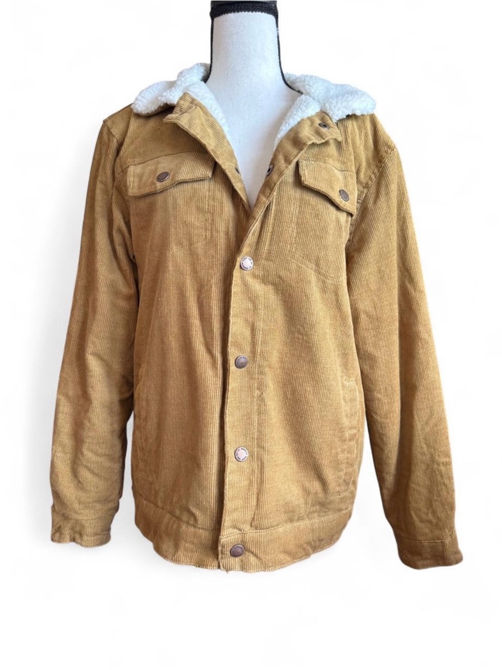 Brooklyn Cloth Corduroy Sherpa Jacket Mens M Tan Trucker Coat Camel Biker Indie